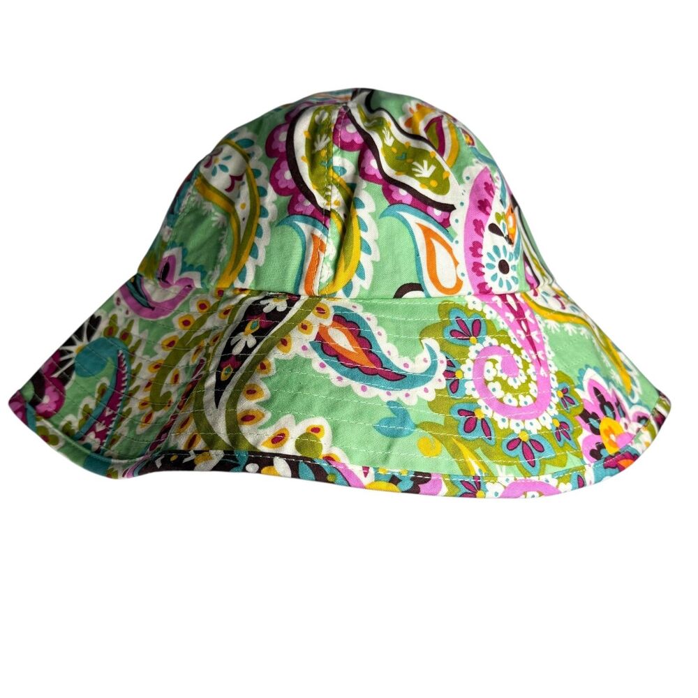 Vera Bradley Sun Hat Tutti Frutti Retired Green Paisley Bucket Hat 4" Brim NWT